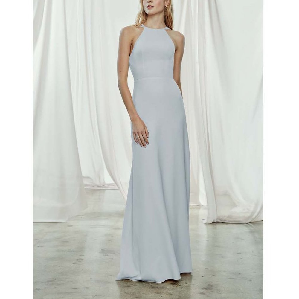 Amsale Emma Bridesmaid Dress in Ice (Crepe) Size 6